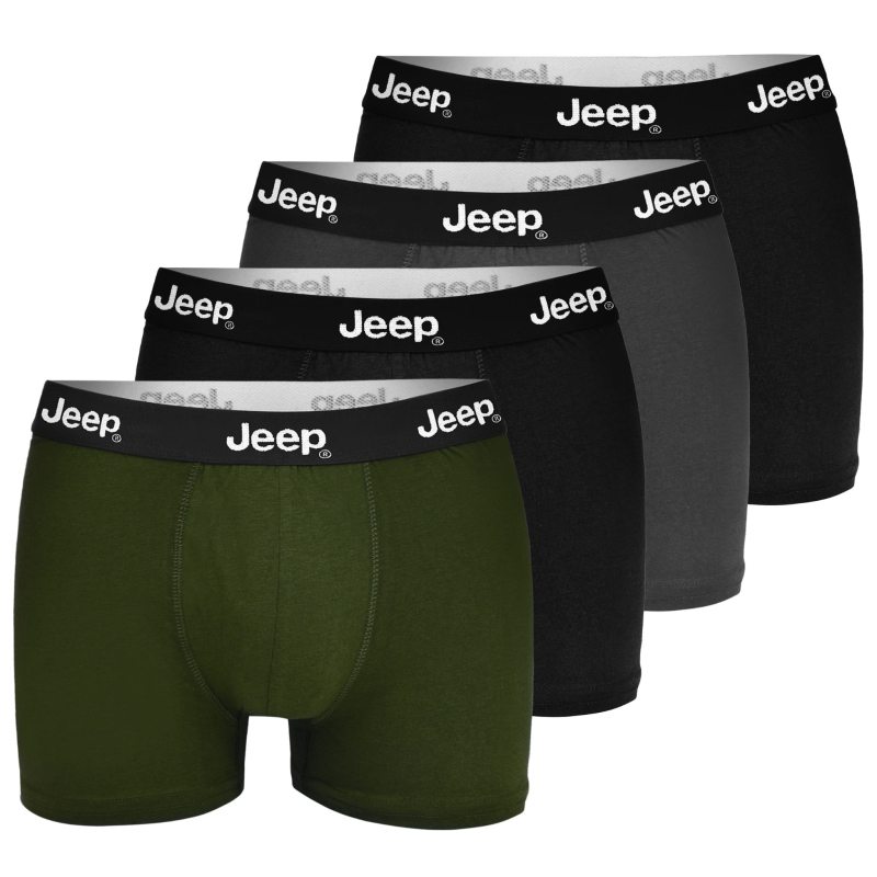 JEEP Bokserki Męskie – Zestaw 4 sztuki Bawełna Ciemne Kolory