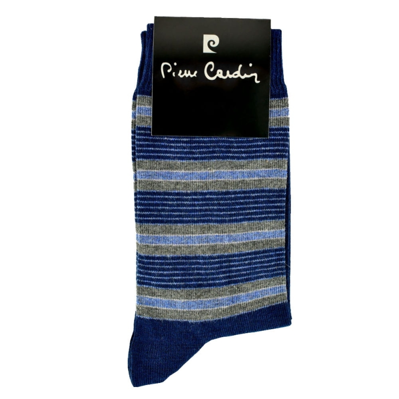 Niebieskie skarpety męskie w paski Pierre Cardin