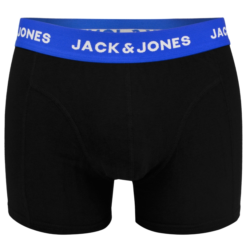 Pojedyncza para bokserek JACK&JONES w kolorze czarnym z niebieską gumą, widok z przodu