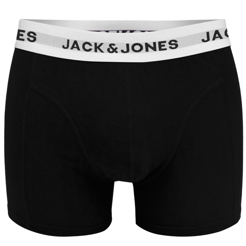 Pojedyncza para bokserek JACK&JONES w kolorze czarnym z białą gumą, widok z przodu.