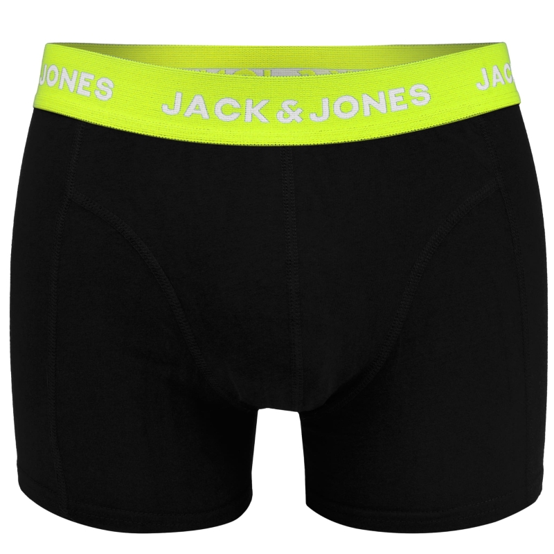 Pojedyncza para bokserek JACK&JONES w kolorze czarnym z żółtą gumą, widok z przodu.