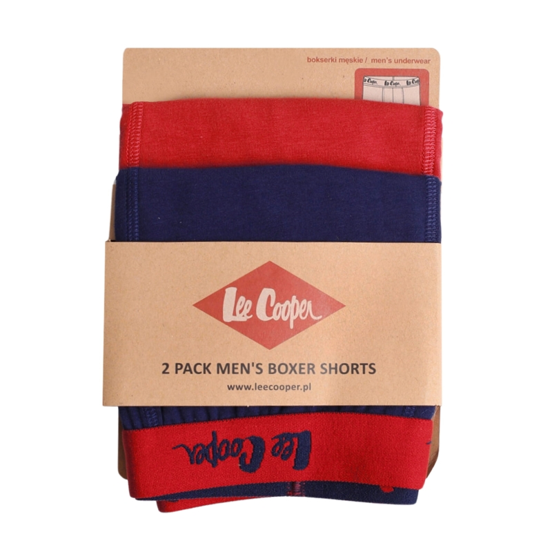 Komplet bokserek Lee Cooper – czerwony i navy blue z logowanym pasem