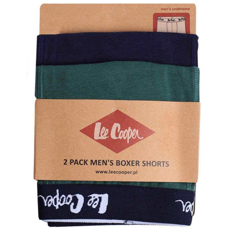 Komplet bokserek Lee Cooper – zielony i navy blue z logowanym pasem
