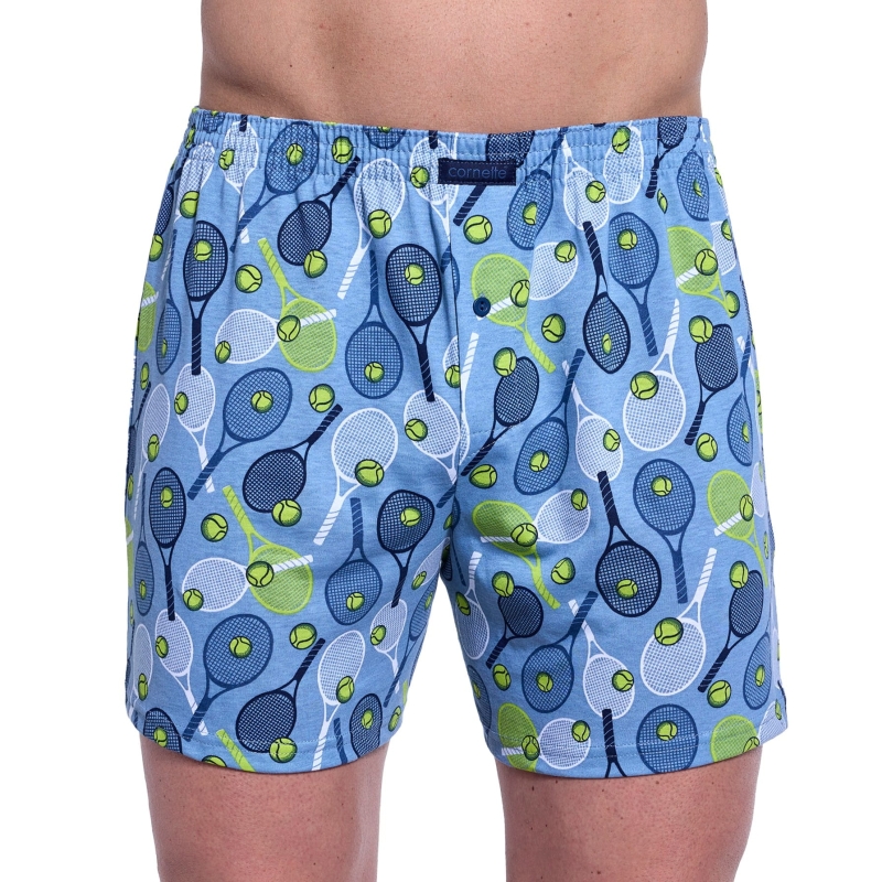Cornette Bokserki Męskie Luźne Bawełniane Niebieskie Classic 3 sztuki Model