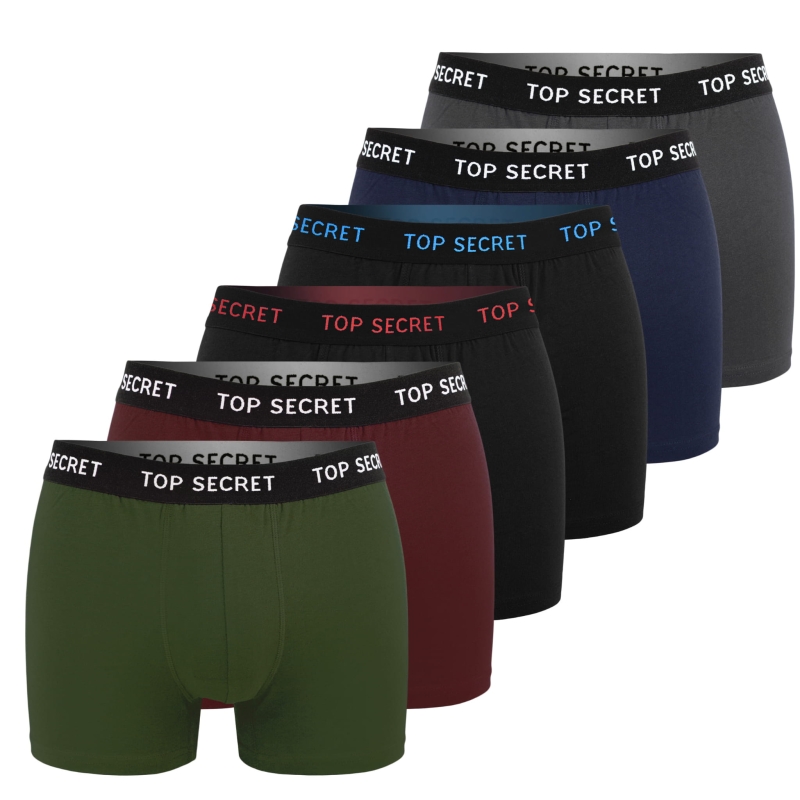 TOP SECRET bokserki – zestaw 6 sztuk w intensywnych kolorach, bawełniane