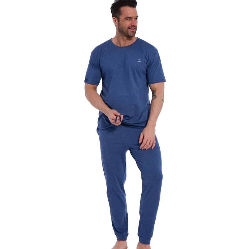 Cornette Piżama Męska Lofoten Niebieska Długi Rękaw Bawełna Model