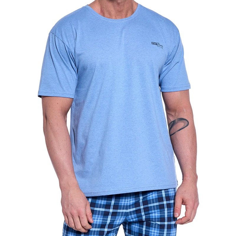 Cornette Piżama Męska koszulka niebieska Model