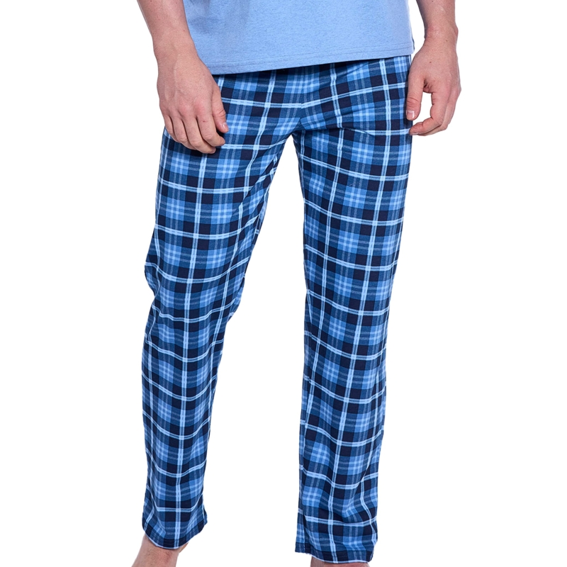 Cornette Piżama Męska niebieskie spodnie w kratę Model