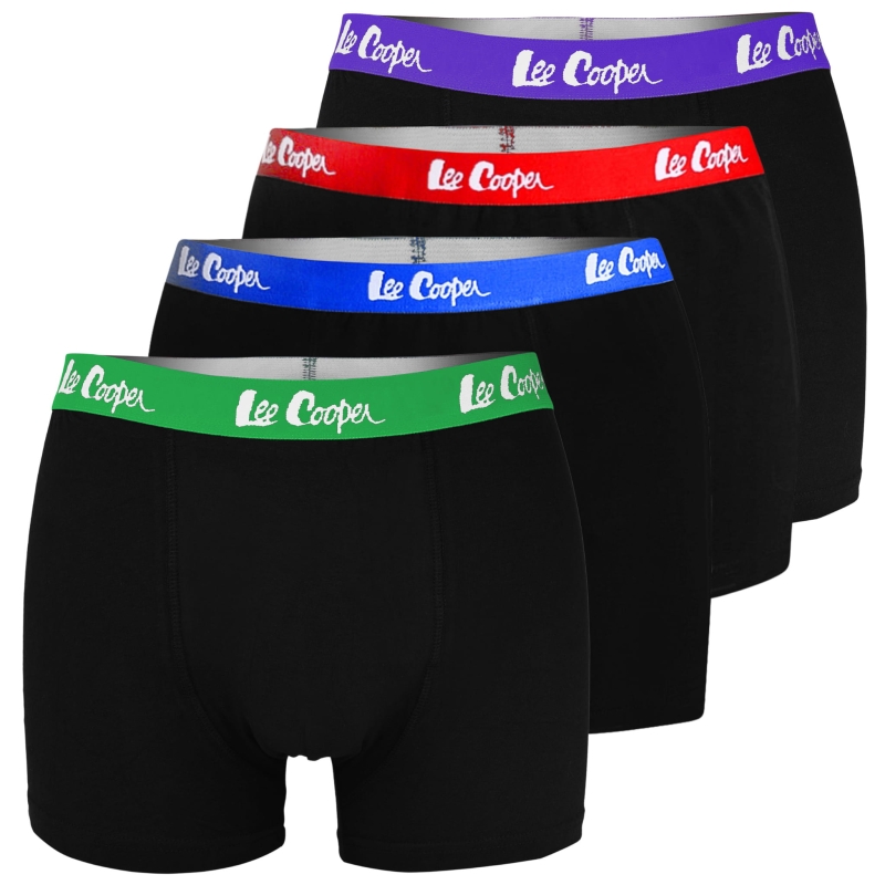 Zestaw 4 bokserek męskich Lee Cooper w czarnym kolorze z miękkiej bawełny – komfort na co dzień