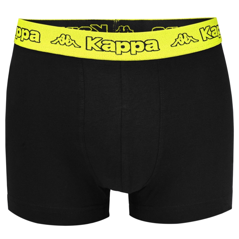 Pojedyncza sztuka bokserek Kappa z żółtą gumą w pasie, widok z przodu