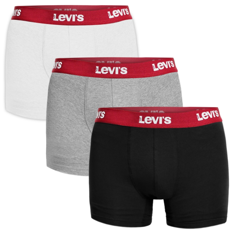 Bokserki męskie Levi's 3-pak: czarne, szare, białe