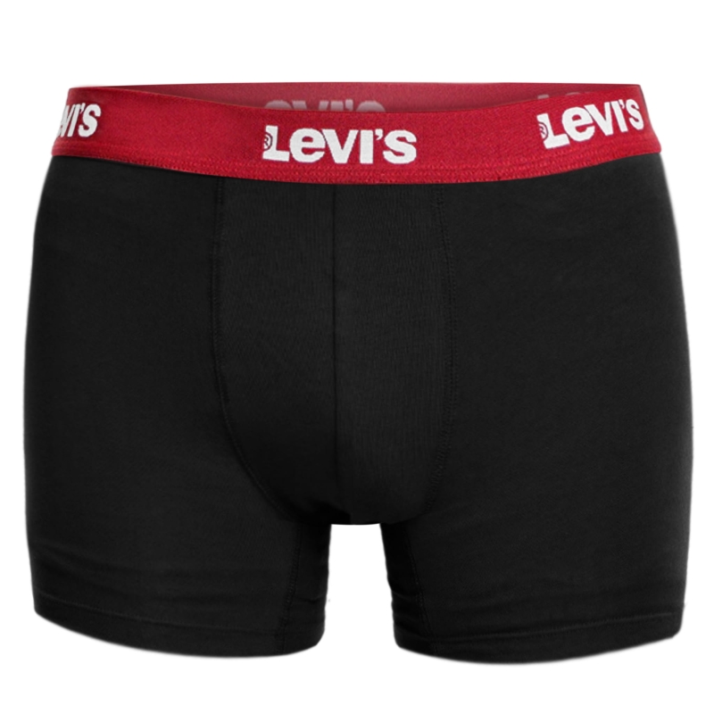 Czarne bokserki Levi's z czerwonym elastycznym pasem