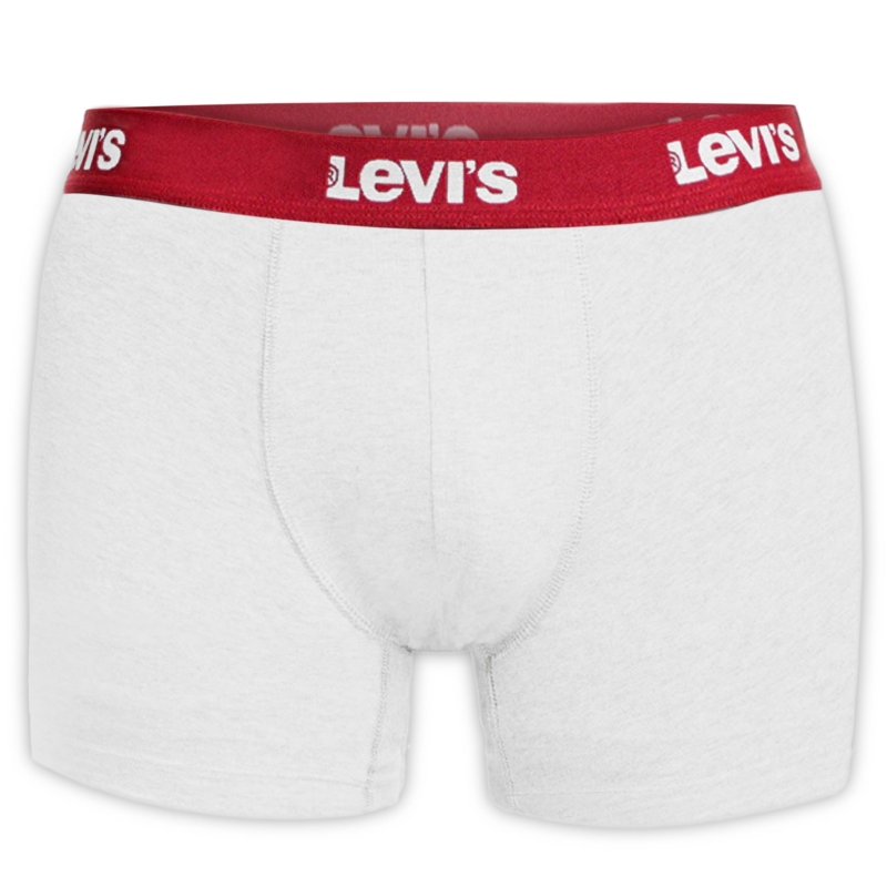 Białe bokserki Levi's z czerwonym pasem i logo