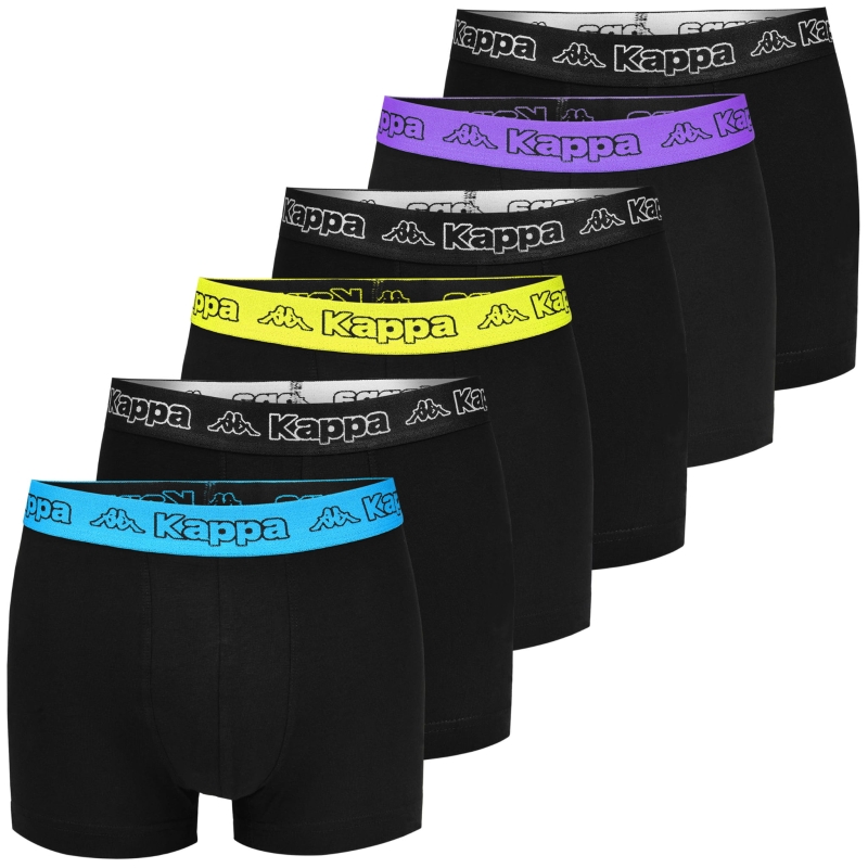Kappa – męskie bokserki bawełniane, 6 sztuk, guma z logo, mix kolorów