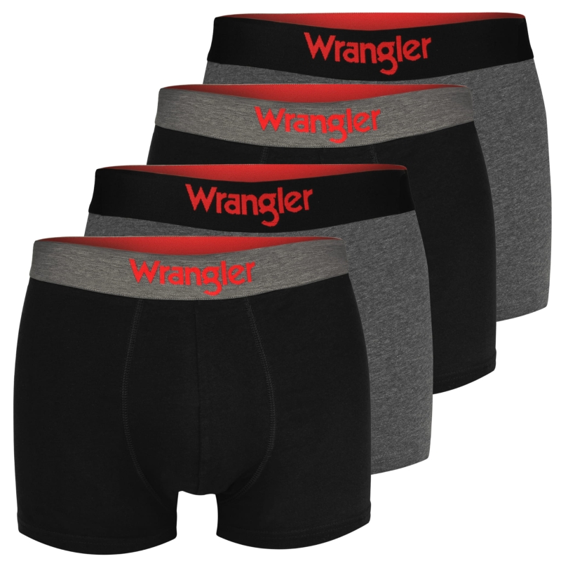 Zestaw 4 bokserek męskich Wrangler 22055 w kolorze szarym, wykonanych z bawełny