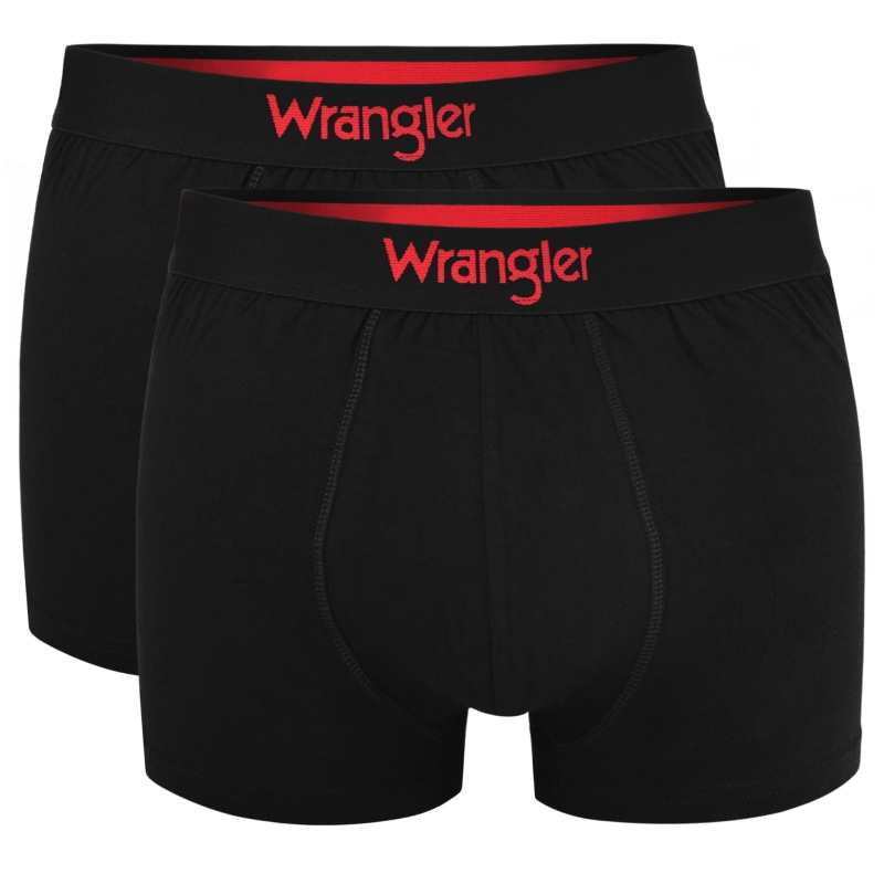 Czarny 2-pak bokserek Wrangler z czerwonym logo w pasie