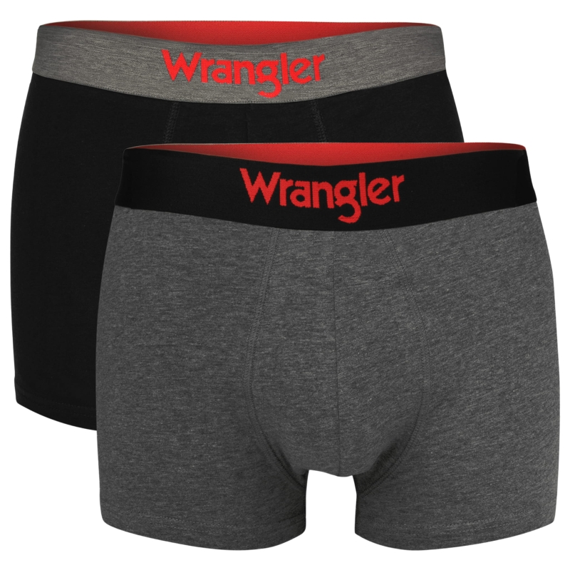 2-pak bokserek Wrangler: czarne i szare z logo w pasie