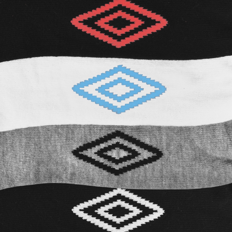 Zbliżenie na logo Umbro na skarpecie typu stopka.