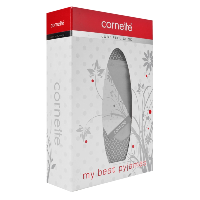 Oryginalne opakowanie piżamy Cornette z logo i motywem kwiatowym.