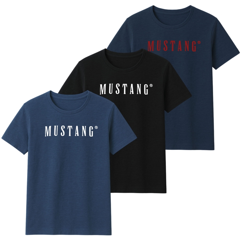 Zestaw 3 bawełnianych koszulek męskich Mustang model 4222.