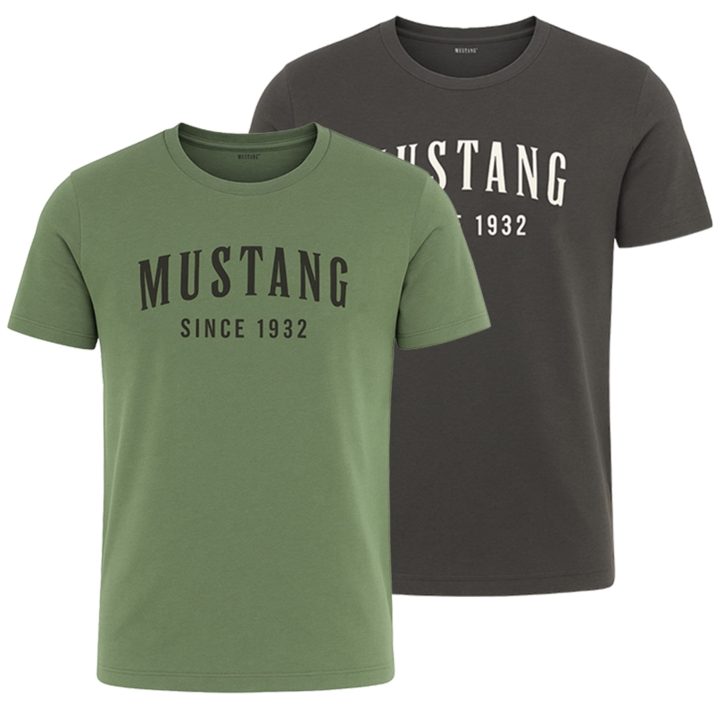Zestaw koszulek Mustang ciemnoszara i khaki z napisem Since 1932