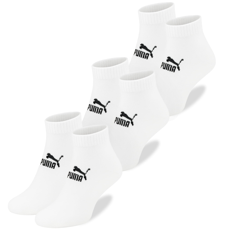 Skarpety Puma białe typu quarter, komplet 3 sztuki, widok całości produktu.