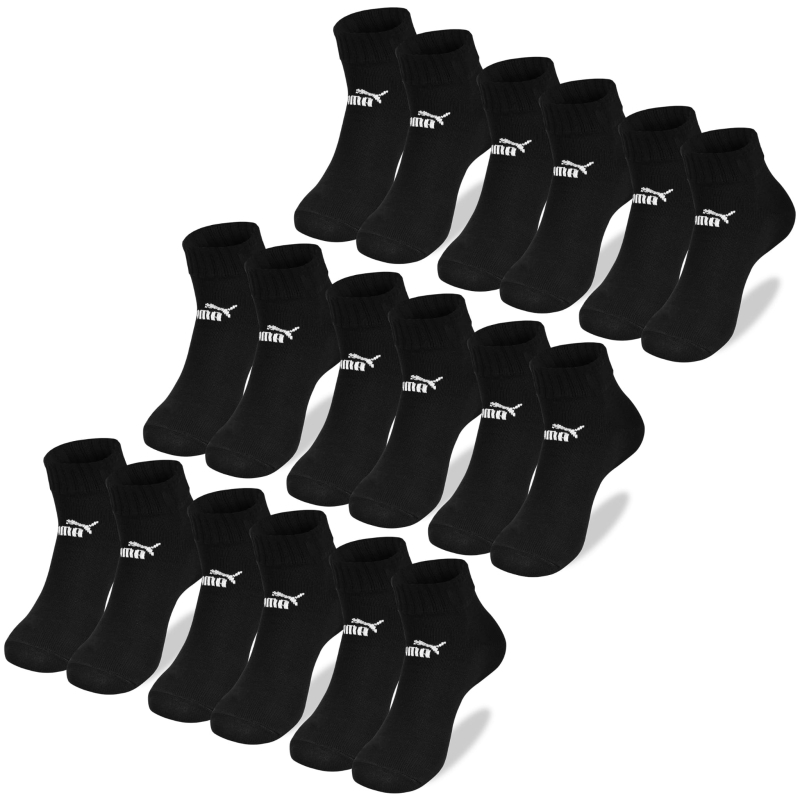 Zestaw czarnych skarpet męskich Puma o długości 3/4, widok całości.