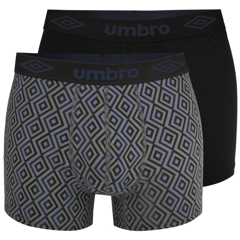 Zestaw bokserek Umbro: grafitowe z rombami i klasyczne czarne
