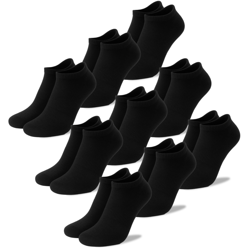 Zestaw dziesięciu par czarnych stopek Bad Surfer na białym tle