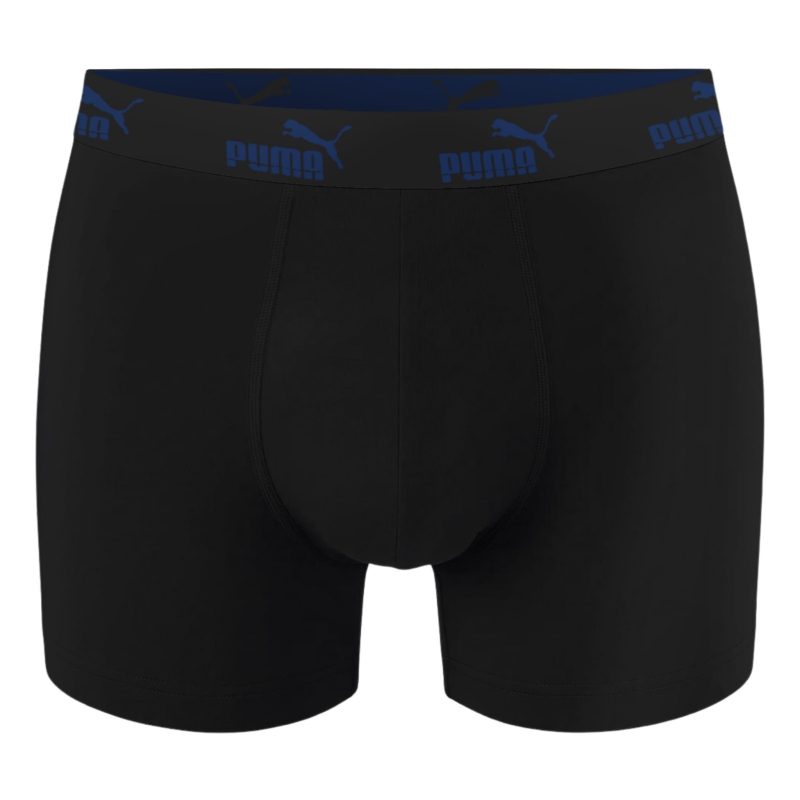 Czarne bokserki Puma z czarną gumą i granatowym logotypem