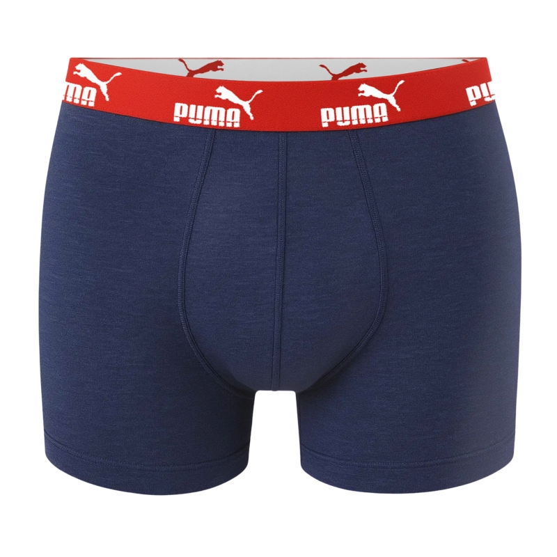 Granatowe bokserki Puma z czerwoną gumą z białym logo