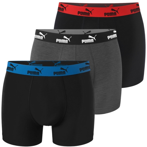 Puma Bokserki Męskie Black/Anthra Bawełna 3 Pak