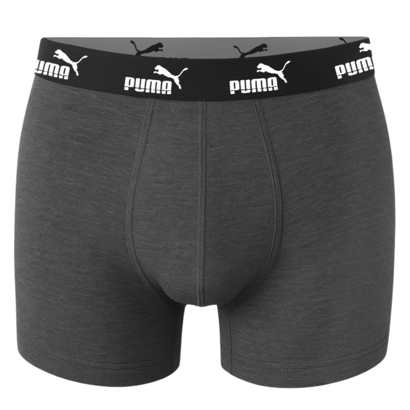 Grafitowe bokserki Puma z czarną gumą i białym logo