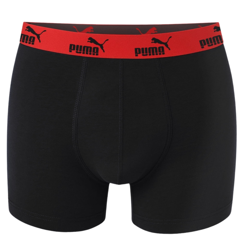 Czarne bokserki Puma z czerwoną gumą i czarnym logo