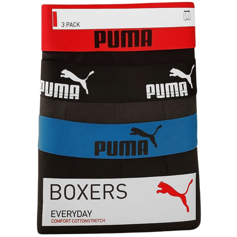 Opakowanie bokserek Puma 3-pack – kolory: czerwony, czarny i niebieski