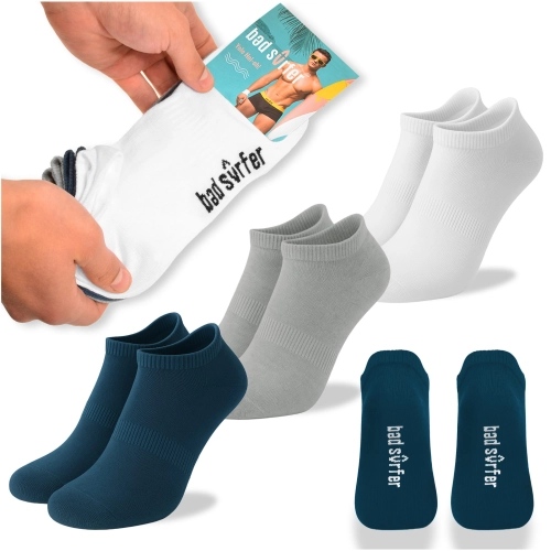 BAD SURFER Skarpety Stopki Sneakers MIX Navy Bawełna 3 pary