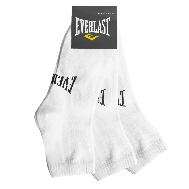 Opakowanie 3 par białych skarpet Everlast – czarne logo