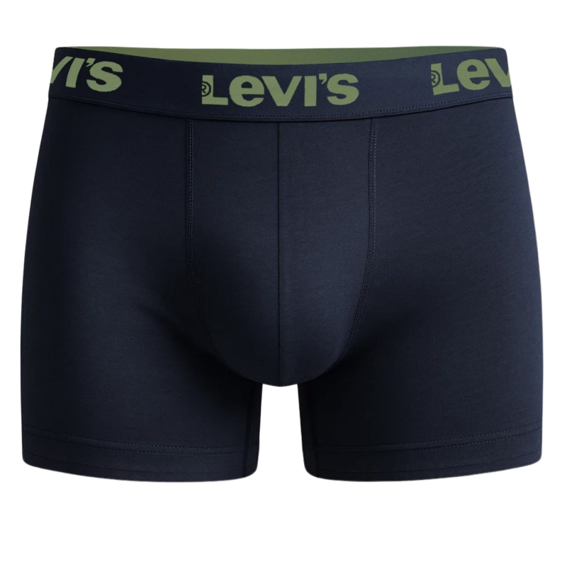 Granatowe bokserki Levi's z zielonym logo na pasie