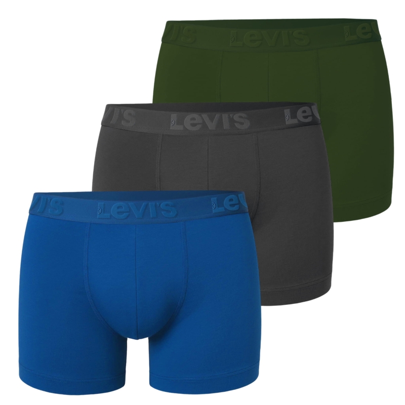 Bokserki męskie Levi's 3-pak: niebieskie, szare, zielone