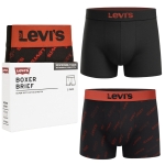 Levi's Bokserki Męskie BLACK RED Bawełna 2 Pak Rozmiar