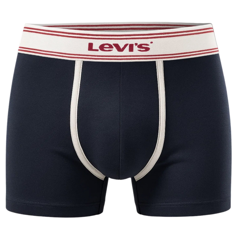 Granatowe bokserki Levi's z białym pasem i logo