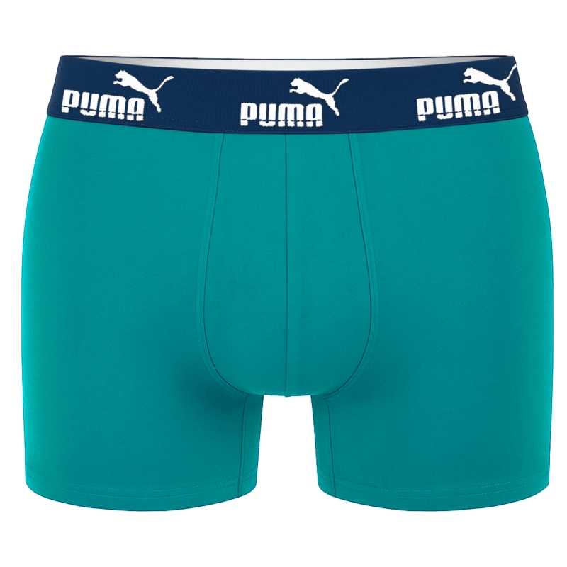 Zielone bokserki Puma z granatową gumą