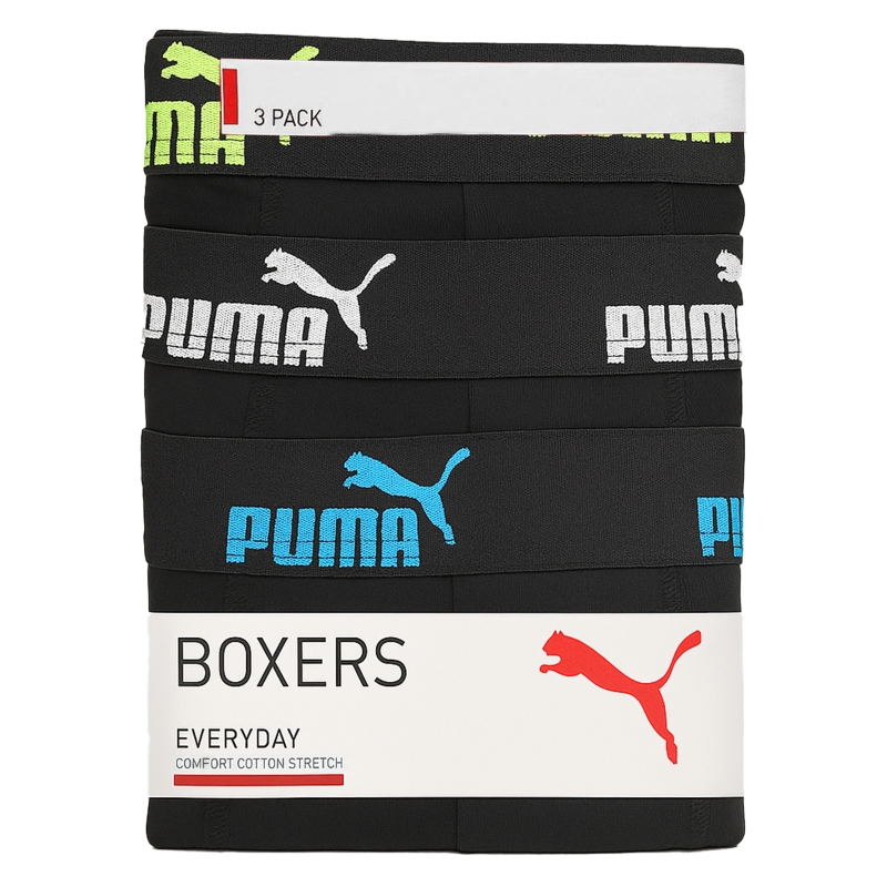 Puma bokserki męskie czarne bawełna 3-pak w oryginalnym opakowaniu
