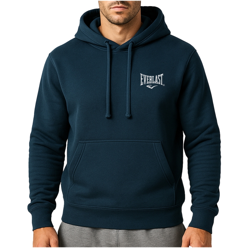 Granatowa bluza męska Everlast z kapturem na Modelu