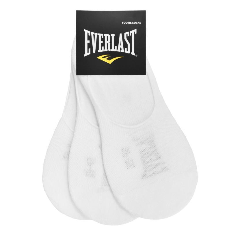 Komplet trzech białych stopek Everlast z widocznym logo na opakowaniu.