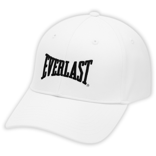 Biała czapka z daszkiem Everlast z białym haftem z przodu.