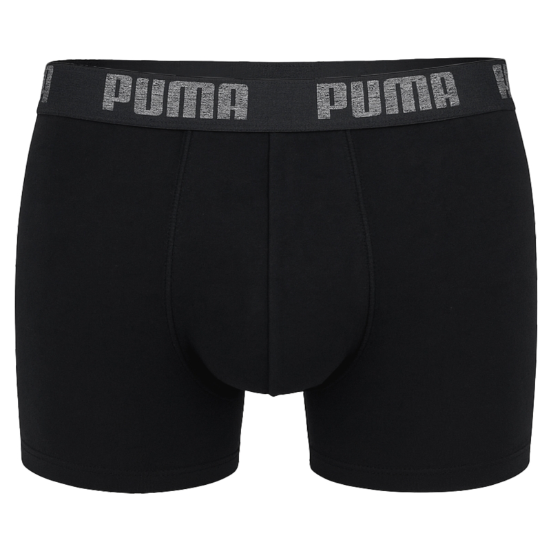 Czarne bokserki męskie Puma z szeroką gumką i logo w kontrastowym kolorze.