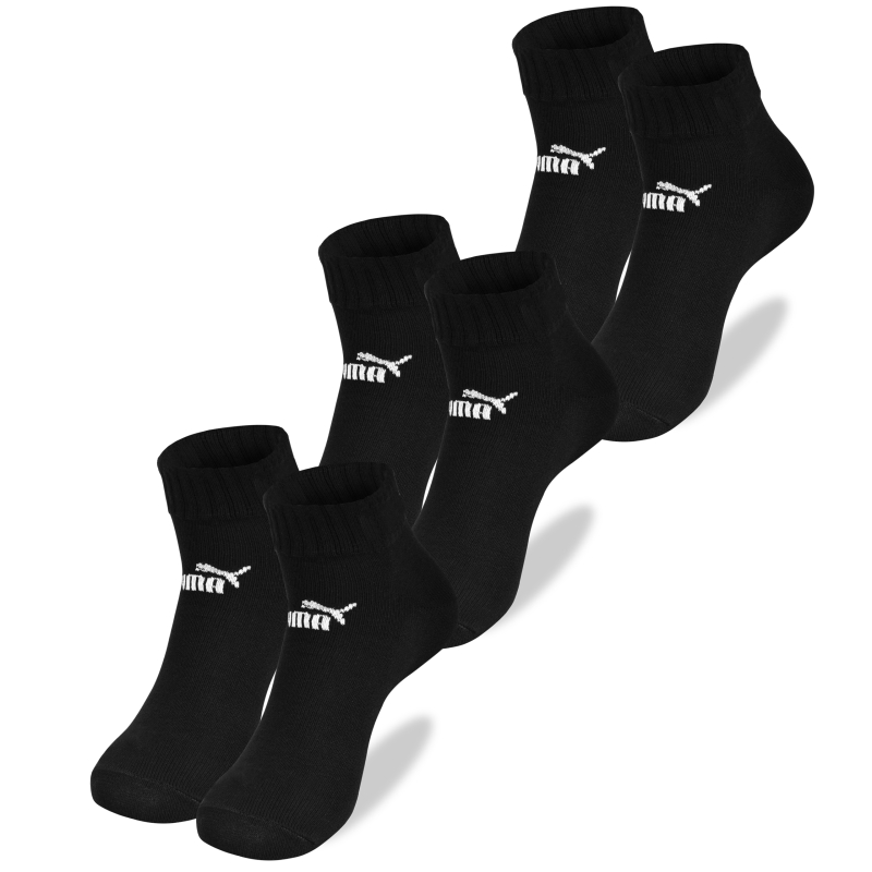 Zestaw 3 czarnych skarpet zakostek Puma Quarter wykonanych z bawełny