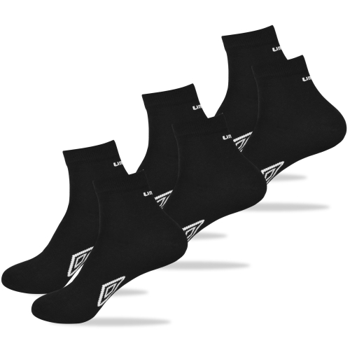 Zestaw 3 par czarnych skarpet Umbro typu quarter (zakostki).