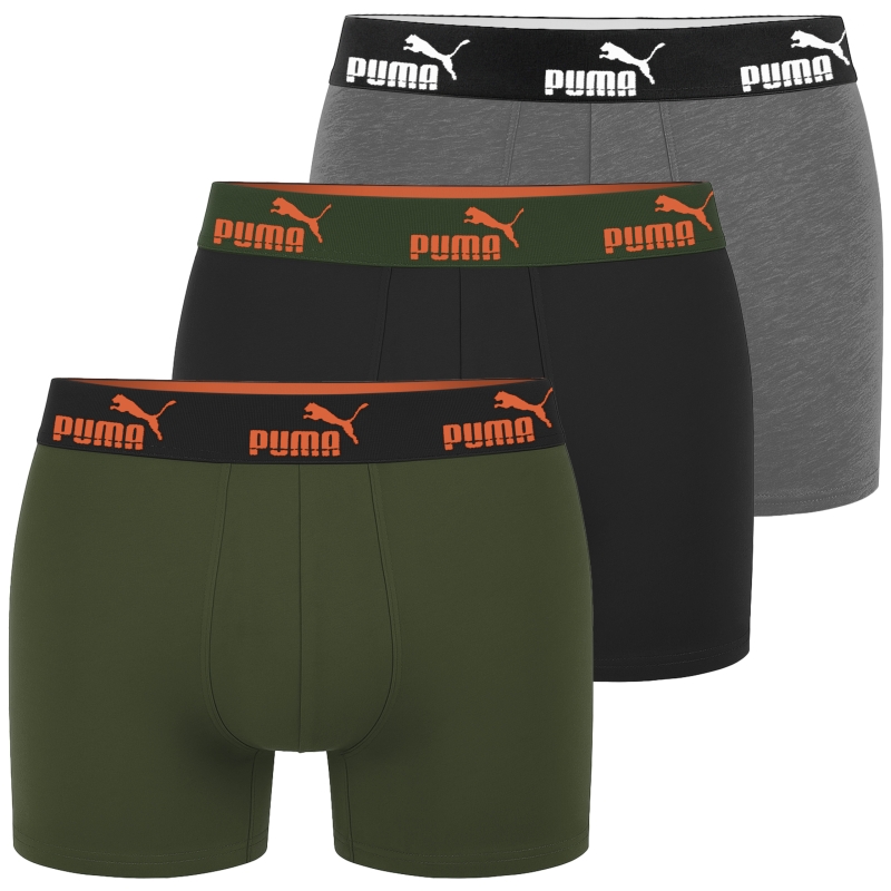 Zestaw bokserek Puma czarne szare zielone 3 pack